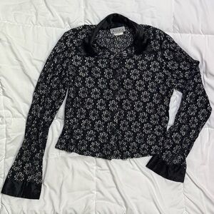 Black and White Floral Blouse